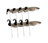 Fiocias 8-Piece Décoy Goose Silhouette Set with Stackable Décoy Goose Stakes, Moving Décoy Goose with Realistic Movement, Weatherproof Décoy Goose, Black