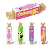 Fiocias Cartoon Animal Brain Teaser Rotatable Wooden Hand-Eye Coordination Problem-Solving Grasping Toy Suitable for Gift Giving Home Entertainment, Style 1