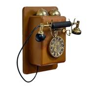 Fiocias Corded Phone Model Classic Old Fashioned Telephone Wall Decor Retro Decorative Phone Model Metal Statue Suitable for Display on Tabletop in
