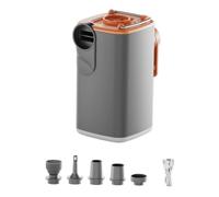 Fiocias Electric Air Pump Mini Inflator Vacuum Pump Camping Air Compressor USB Type C Charging with Nozzles High Pressure Output Suitable for Cam, Gray No Bag