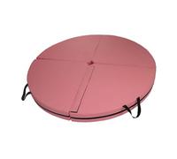 Fiocias Foldable Round Pole Dance Mat with PU Polyester Cover Non-Slip Crash Cushion Fitness Mat Dance Pilates Fall Protection Suitable, Rose red