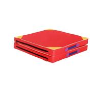 Fiocias Folding Exercise Mat, Gymnastics Cushion, Fitness Mat, Thick Oxford Foam, Portable Handle, Non-Slip, Suitable for Aerobic Training, red