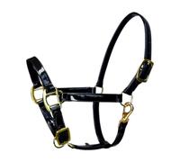 Fiocias Lightweight Microfiber Leather Horse Training Rope Halter with Snap Chin Strap for Farming, Pasture, Black L