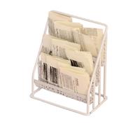 Fiocias Miniature Magazine Rack for Dollhouse 1 12 Newspaper Organizer Stand Document Display Brochure Iron Model Paper Suitable for Children King, white