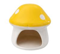 Fiocias Mushroom-shaped Hamster House, Safe And Decorative Habitat for Small Animals, with A Fun Bed And A Feeding Function, Yellow
