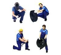 Fiocias Painted /64 Miniature People Figurines, in A Garage Diorama Scene, Figure Decor, Blue B
