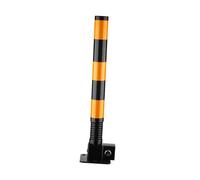Fiocias Parking Post Lockable Spring Barrier Iron Vehicle Access Control Post Installation, Black Yellow