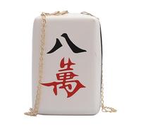 Fiocias PU Leather Handbag for Women Featuring Two Way Zipper and Long Chain, Eight Characters