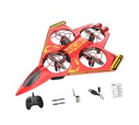 Fiocias RC Remote Control Airplane with Fixed, Helicopter, Fighter Jet, Multicolor, 360° Flip Function, Compact PP Structure, Suitable for You, Red Yellow 1 Battery