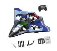 Fiocias Remote Control Toy Plane Glider RC Helicopter Outdoor Four Turbofan Motors Easy Landing Three Modes Foam Visual Ad, Blue Double Battery