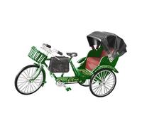 Fiocias Rickshaw Model Collection Solid Metal Miniature Tricycle Simulation Vintage Decorative Object Handmade Ornaments Realistic Reproduction Folding, Green Three Wheeled