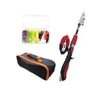 Fiocias Telescopic Fishing Rod Set for Kids Includes Manual Reel Accessory Box And Bag Made with Materials And Guide, Red