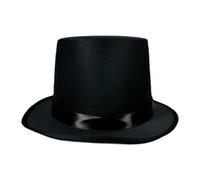 Fiocias Top Hat for Adults, Magician's Hat, Party Hat, Costume Accessory with Satin Ribbon, Made of Fleece, for Stage Performances, Ceremonies, And, Black