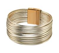 Fiocias Women Bracelet Bangle Multi Layer Wrap Zinc Alloy Clasp Comfortable Premium Elegant Outfits Fashion Accessories Suitable for Work Travel Family Gather, Gold Style A