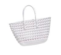 Fiocias Womens Woven Tote Bag for Summer Adventures, Work Commutes, and Social Events, White