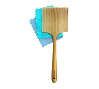 Fiodio Home Teak Wooden Spatula For cooking With Microfiber Cloth - Natural Non Stick Healthy Kitchen Utensils Spoons Wide Turner Handcrafted With Comfort Grip By