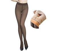 Fioeyr Women's Fleece Lined Leggings - Sexy Fake Translucent Tights, Stretch Thermal Pantyhose, Elastic High Waisted Winter Warm Sheer Thick Tights