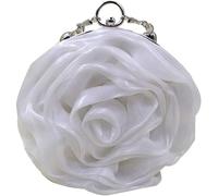 Fioeyr Women's Satin Flowers Evening Clutch Elegant Party Prom Wedding Evening Handbag Purse Chain Crossbody Shoulder Bag