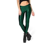 Fioeyr Women's Sexy Mermaid Fish Scale Printed Elasticity Leggings Stretch Tight Pants Green