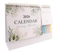 Fiohiros 2026 Floral Desk Calendar - Double-Sided 250g Paper, Vibrant & Elegant, Monthly Date Organizer with Space for Notes, 20 Blank Sticky Notes & 5 Colored Markers (Grass)