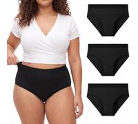 Fiohiros Plus Size Period Pants 3-Pack Leakproof Postpartum Knickers | 4-layer leakproof plus size period underwear, 50ml absorbency. High-waisted stretch knickers, reusable for sleep work school.