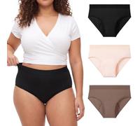 Fiohiros Plus Size Period Pants 3-Pack Leakproof Postpartum Knickers | 4-layer leakproof plus size period underwear, 50ml absorbency. High-waisted stretch knickers, reusable for sleep work school.