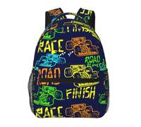 Fiokroo Backpack School Bag For Students Teens Men Women Laptop Backpacks Travel Daypack Bag With Multiple Pockets, Colorful Monster Truck, One Size