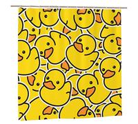 Fiokroo Cute Rubber Ducky Shower Curtain 72x72in Waterproof Polyester Fabric Yellow Cartoon Ducks Bath Curtain with 12 Hooks, Shower Curtains Sets for Home Bathroom Decor