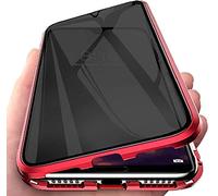Fiokxie Anti Peep Case Compatible for Samsung Galaxy A16,Privacy Tempered Glass Protector Cover, Magnetic Adsorption Metal Bumper Case, Anti Spy Tempered Glass Film, 360 Degrees Protection Case, Red