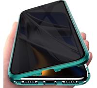 Fiokxie Anti Peep Case Compatible with HONOR 200 Pro, Privacy Tempered Glass Protector Cover, Magnetic Adsorption Metal Bumper Case, Anti Spy Tempered Glass Film, 360 Degrees Protection Case, Green