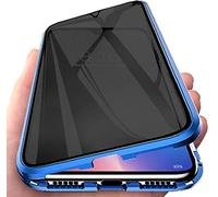Fiokxie Anti-Spy Case Compatible for Samsung Galaxy S25 - Privacy Tempered Glass Protector Cover, Magnetic Adsorption Metal Bumper Case, Anti-Peep Protected Privacy Screen, 360° Protection Case, Blue