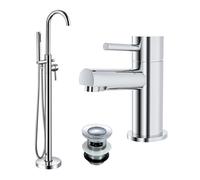 Fiona Basin Mixer, Freestanding Bath Shower Mixer & Waste Chrome