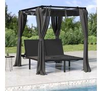 fiona steel double sun lounger with curtains in anthracite