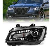 FIONE Halogen Headlights Compatible with Chrysler 300/300C 2015 2016 2017 2018 Headlamp Assembly with Black Bezel Replacement Left Driver Side LH 68214383AD CH2502269