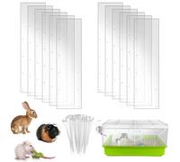 FIONUPI 12 Pcs 14" x 4.5" Pet Cage Edge Liner PVC Clear Urine Guard Side Lining Cage Accessories for Rabbit Ferret Hamster Rat Critter Nation
