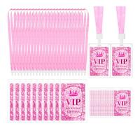 FIONUPI 25 Sets VIP Badges with Lanyards Plastic Clear Backstage Pass Cards Bulk Pink Breakaway Lanyard for Quince Concert Event Birthday Movie Night Party Organizer