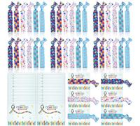 FIONUPI 48 Set Autism Awareness Bracelets and Support Cards Colorful Puzzle Pieces Stretch Wristbands Inspirational Ribbons Hair Ties for Adult Man Woman Gifts Autism Public Event Advocacy
