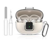 FIOPAZ for SHOKZ OpenDots 2 Case with Lock Clip, Clear Case for SHOKZ Open Dots ONE & Two Earbuds Accessories, Scratch Shock Resistant Protective Cover with Keychain & Cleaner Kit (Clear)