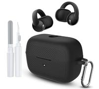 FIOPAZ for Soundcore C50i Case, Scratch Shock Resistant Silicone Protective Cover Compatible with Soundcore C50i by Anker Open-Ear Earbuds Charging Case with Carabiner & Cleaner Kit (Black)