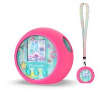 FIOPAZ Silicone Case Cmpatible with Punirunes Virtual Pet, Protective Skin for Punirunes Interactive Digital Pet Cover, Drop Resistant Punirunes Case with Neck Lanyard (Luminous Rose)