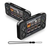 FIOPAZ Silicone Protective Case for rg35xx H,Soft Case Compatible with Anbernic rg35xx H,Retro Handheld Game Console Accessories,Silicone Case with Black Lanyard（Black）