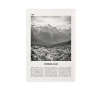 Fiordland National Park Black And White, New Zealand City Map Travel Landscape Canvas Wall Art Posters And Prints Room Aesthetic Bedroom Office Decor 16x24inch(40x60cm)