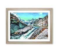 Fiordland National Park New Zealand In Abstract Modern Art Framed Print | A2 Oak Framed Wall Art | Ready to Hang | Abstract Fantasy Picture | Living Room Bedroom Lounge Office