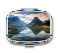 Fiordland National Park Pill Box Medicine Pill Organizer Small Pill Case Travel Pill Container Portable Pill Case for Pocket 2 Compartment Pill Holder Pill Boxes for Travel