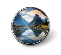 Fiordland National Park Round Badge for Men Women, Durable & Stylish Lapel Pins, Lightweight Metal Badges for Shirts, Jackets, Hats