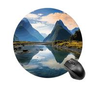 Fiordland National Park Round Mouse Pad 7.8 Inch, Portable Gaming Mouse Mat with Non-Slip Rubber Base & Smooth Surface, Waterproof Mousepad for PC, Laptop, Computer, Office, Home