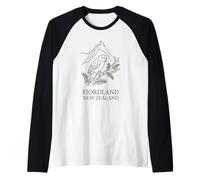 Fiordland New Zealand Kiwi Bird Mountain Retro Raglan Baseball Tee