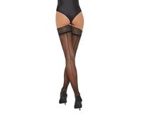 Fiore Celia Sheer Hold-Ups 30 DEN Sensuous hold-ups with a back seam pattern - Black - M