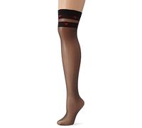 Fiore " Eternal Stockings 20 Denier Heart Patterned Tops - Obsession (4 - Large, Black)