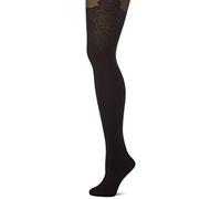 Fiore Gladis 40 Denier Mock Suspender Patterned Tights,Black,Small (Manufacture size:2)